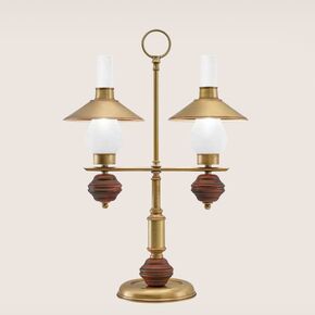 2L TABLE LAMP SHADED BURNISHED L.43 P.18,5 H.62
