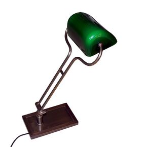 TABLE LAMPS BRONZE DESKLAMP WITH MOVABLE ARM MURANO GLASS GREEN HANDMADE