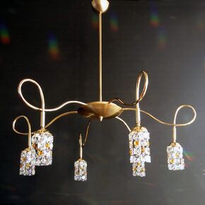 NEOCLASSICAL HANDMADE LIGHTING > MINIMAL DITS > PENDANT ZIC MULTI-LIGHT 4F GOLD SWAROVSKI CRYSTALS - ΚΡΕΜΑΣΤΆ ΦΩΤΙΣΤΙΚΆ