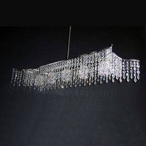 NEOCLASSICAL HANDMADE LIGHTING > MINIMAL DITS > PENDANT ZIC MULTI-LIGHT 6Φ STRAIGHT CURVE TRANSPARENT SWAROVSKI CRYSTALS - ΚΡΕΜΑΣΤΆ ΦΩΤΙΣΤΙΚΆ