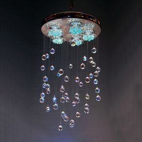 NEOCLASSICAL HANDCRAFTED LIGHTING > MINIMAL DITS > SPOT CEILING LIGHT 5Φ SUSPENDED SWAROVSKI CRYSTALS - ΚΡΕΜΑΣΤΆ ΦΩΤΙΣΤΙΚΆ