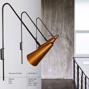 INTERIOR > MODERN MINIMAL LIGHTING > WALL SCONCES > WALL LAMP DIAMETER 15 CM HEIGHT 60 CM LENGTH 45 CM 01059-19 METAL E27, LED - WALL LIGHTS