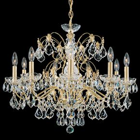CLASSIC CRYSTAL LIGHTING SCHONBEK > CHANDELIERS > CENTURY 9 LIGHT 220V CHANDELIER IN RICH AUERELIA GOLD WITH CLEAR HERITAGE CRYSTAL - PENDANT LIGHTS