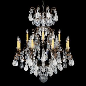CLASSIC CRYSTAL LIGHTING SCHONBEK > CHANDELIERS > RENAISSANCE ROCK CRYSTAL 13 LIGHT 220V CHANDELIER IN HEIRLOOM BRONZE WITH CLEAR ROCK CRYSTAL - PENDANT LIGHTS