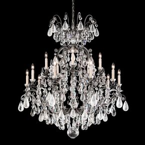 CLASSIC CRYSTAL LIGHTING SCHONBEK > CHANDELIERS > RENAISSANCE ROCK CRYSTAL 16 LIGHT 220V CHANDELIER IN ANTIQUE PEWTER WITH CLEAR ROCK CRYSTAL - PENDANT LIGHTS