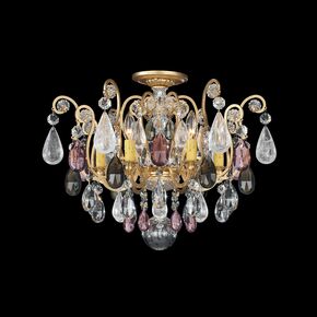 SCHONBEK CLASSIC CRYSTAL LIGHTING > CEILING > RENAISSANCE ROCK CRYSTAL 6 LIGHT 220V CLOSE TO CEILING IN HEIRLOOM GOLD WITH AMETHYST AND BLACK DIAMOND ROCK CRYSTAL COLORS - ΦΩΤΙΣΤΙΚΆ ΟΡΟΦΉΣ
