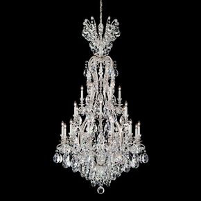 CLASSIC CRYSTAL LIGHTING SCHONBEK > CHANDELIERS > RENAISSANCE 25 LIGHT 220V CHANDELIER IN ANTIQUE SILVER WITH CLEAR HERITAGE CRYSTAL - PENDANT LIGHTS