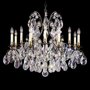 CLASSIC CRYSTAL LIGHTING SCHONBEK > CHANDELIERS > RENAISSANCE 13 LIGHT 220V CHANDELIER IN BLACK WITH CLEAR HERITAGE CRYSTAL - PENDANT LIGHTS
