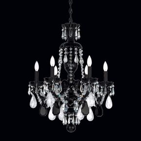 CLASSIC CRYSTAL LIGHTING SCHONBEK > CHANDELIERS > HAMILTON ROCK CRYSTAL 7 LIGHT 220V CHANDELIER IN SILVER WITH AMETHYST AND ROSE ROCK CRYSTAL - PENDANT LIGHTS