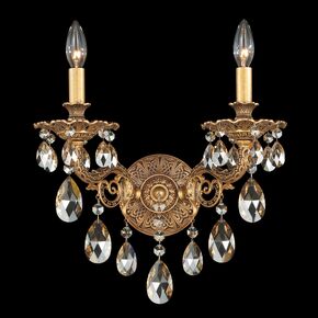 SCHONBEK CLASSIC CRYSTAL LIGHTING > WALL SCONCES > MILANO 2 LIGHT 220V WALL SCONCE IN HEIRLOOM GOLD WITH CLEAR RADIANCE CRYSTAL - ΦΩΤΙΣΤΙΚΆ ΤΟΊΧΟΥ