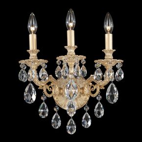SCHONBEK CLASSIC CRYSTAL LIGHTING > WALL SCONCES > MILANO 3 LIGHT 220V WALL SCONCE IN PARCHMENT GOLD WITH CLEAR CRYSTALS FROM SWAROVSKI® - ΦΩΤΙΣΤΙΚΆ ΤΟΊΧΟΥ