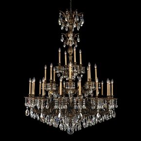 CLASSIC CRYSTAL LIGHTING SCHONBEK > CHANDELIERS > MILANO 28 LIGHT 220V CHANDELIER IN MIDNIGHT GILD WITH CLEAR OPTIC CRYSTAL - PENDANT LIGHTS