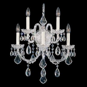 CLASSIC CRYSTAL LIGHTING SCHONBEK > WALL SCONCES > OLDE WORLD 5 LIGHT 220V WALL SCONCE IN SILVER WITH CLEAR CRYSTALS FROM SWAROVSKI® - ΦΩΤΙΣΤΙΚΆ ΤΟΊΧΟΥ