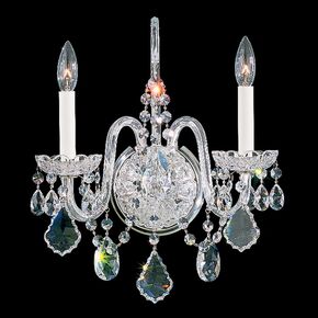 SCHONBEK CLASSIC CRYSTAL LIGHTING > WALL SCONCES > OLDE WORLD 2 LIGHT 220V WALL SCONCE IN SILVER WITH CLEAR CRYSTALS FROM SWAROVSKI® - ΦΩΤΙΣΤΙΚΆ ΤΟΊΧΟΥ