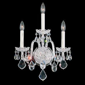 SCHONBEK CLASSIC CRYSTAL LIGHTING > WALL SCONCES > OLDE WORLD 3 LIGHT 220V WALL SCONCE IN SILVER WITH CLEAR CRYSTALS FROM SWAROVSKI® - ΦΩΤΙΣΤΙΚΆ ΤΟΊΧΟΥ