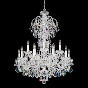 CLASSIC CRYSTAL LIGHTING SCHONBEK > CHANDELIERS > OLDE WORLD 15 LIGHT 220V CHANDELIER IN SILVER WITH CLEAR CRYSTALS FROM SWAROVSKI® - PENDANT LIGHTS