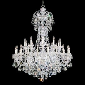 CLASSIC CRYSTAL LIGHTING SCHONBEK > CHANDELIERS > OLDE WORLD 35 LIGHT 220V CHANDELIER IN SILVER WITH CLEAR CRYSTALS FROM SWAROVSKI® - PENDANT LIGHTS