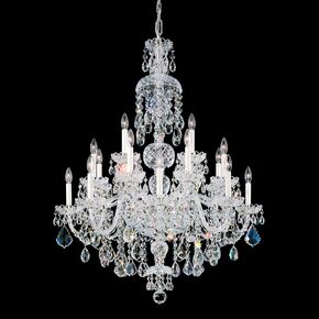 CLASSIC CRYSTAL LIGHTING SCHONBEK > CHANDELIERS > OLDE WORLD 25 LIGHT 220V CHANDELIER IN SILVER WITH CLEAR CRYSTALS FROM SWAROVSKI® - PENDANT LIGHTS