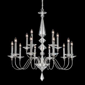 CLASSIC CRYSTAL LIGHTING SCHONBEK > CHANDELIERS > JASMINE 15 LIGHT 220V CHANDELIER IN SILVER WITH CLEAR OPTIC CRYSTAL - PENDANT LIGHTS