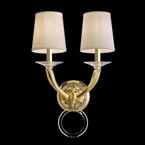 SCHONBEK CLASSIC CRYSTAL LIGHTING > WALL SCONCES > EMILEA 2 LIGHT 220V WALL SCONCE IN WHITE WITH CLEAR OPTIC CRYSTAL AND SHADE HARDBACK OFF WHITE - ΦΩΤΙΣΤΙΚΆ ΤΟΊΧΟΥ