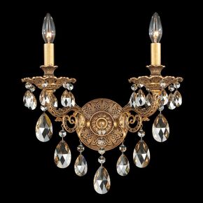 SCHONBEK ΚΛΑΣΣΙΚΆ ΦΩΤΙΣΤΙΚΆ ΑΠΛΊΚΕΣ MILANO 2 LIGHT 220V WALL SCONCE IN ANTIQUE SILVER WITH CLEAR OPTIC CRYSTAL
