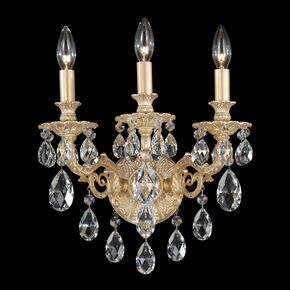 SCHONBEK ΚΛΑΣΣΙΚΆ ΦΩΤΙΣΤΙΚΆ ΑΠΛΊΚΕΣ MILANO 3 LIGHT 220V WALL SCONCE IN PARCHMENT GOLD WITH CLEAR CRYSTALS FROM SWAROVSKI®