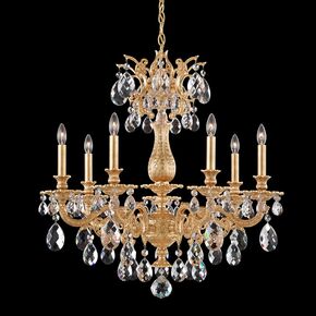 SCHONBEK ΚΛΑΣΣΙΚΆ ΦΩΤΙΣΤΙΚΆ ΚΡΕΜΑΣΤΆ MILANO 7 LIGHT 220V CHANDELIER IN FRENCH GOLD WITH CLEAR OPTIC CRYSTAL