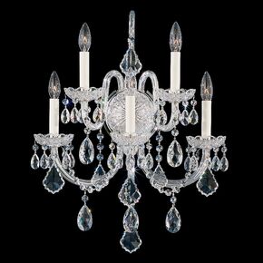 SCHONBEK ΚΛΑΣΣΙΚΆ ΦΩΤΙΣΤΙΚΆ ΑΠΛΊΚΕΣ OLDE WORLD 5 LIGHT 220V WALL SCONCE IN SILVER WITH CLEAR CRYSTALS FROM SWAROVSKI®