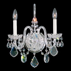 SCHONBEK ΚΛΑΣΣΙΚΆ ΦΩΤΙΣΤΙΚΆ ΑΠΛΊΚΕΣ OLDE WORLD 2 LIGHT 220V WALL SCONCE IN SILVER WITH CLEAR CRYSTALS FROM SWAROVSKI®