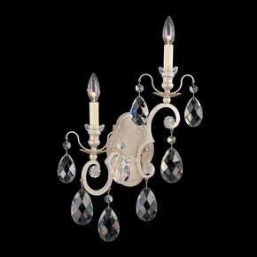 SCHONBEK ΚΛΑΣΣΙΚΆ ΦΩΤΙΣΤΙΚΆ ΑΠΛΊΚΕΣ RENAISSANCE 2 LIGHT 220V WALL SCONCE IN ANTIQUE SILVER WITH CLEAR HERITAGE CRYSTAL