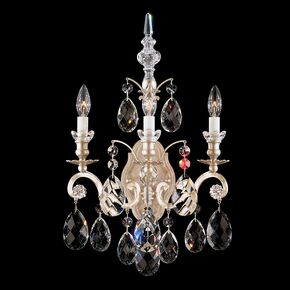 SCHONBEK ΚΛΑΣΣΙΚΆ ΦΩΤΙΣΤΙΚΆ ΑΠΛΊΚΕΣ RENAISSANCE 3 LIGHT 220V WALL SCONCE IN ANTIQUE SILVER WITH CLEAR HERITAGE CRYSTAL