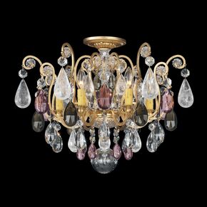 SCHONBEK ΚΛΑΣΣΙΚΆ ΦΩΤΙΣΤΙΚΆ ΌΡΟΦΉΣ RENAISSANCE ROCK CRYSTAL 6 LIGHT 220V CLOSE TO CEILING IN HEIRLOOM GOLD WITH AMETHYST AND BLACK DIAMOND ROCK CRYSTAL COLORS
