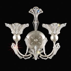 SCHONBEK ΚΛΑΣΣΙΚΆ ΦΩΤΙΣΤΙΚΆ ΑΠΛΊΚΕΣ RIVENDELL 2 LIGHT 220V WALL SCONCE IN ANTIQUE SILVER WITH CLEAR CRYSTALS FROM SWAROVSKI®