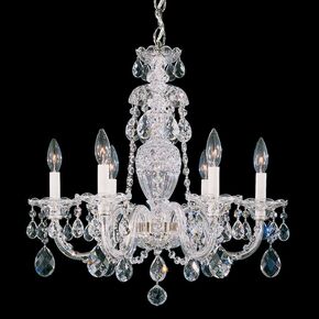 SCHONBEK ΚΛΑΣΣΙΚΆ ΦΩΤΙΣΤΙΚΆ ΚΡΕΜΑΣΤΆ STERLING 6 LIGHT 220V CHANDELIER IN SILVER WITH CLEAR HERITAGE CRYSTAL
