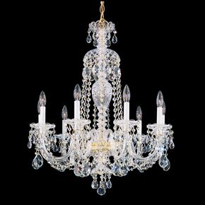 SCHONBEK ΚΛΑΣΣΙΚΆ ΦΩΤΙΣΤΙΚΆ ΚΡΕΜΑΣΤΆ STERLING 9 LIGHT 220V CHANDELIER IN SILVER WITH CLEAR HERITAGE CRYSTAL