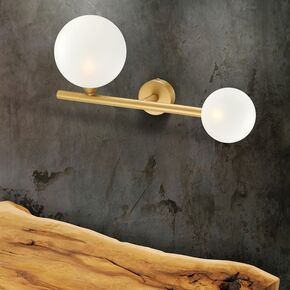 INTERIOR > MODERN MINIMAL LIGHTING > WALL SCONCES > WALL 2-LAMP TOTAL HEIGHT 23 CM LENGTH 30 CM 01295-18 METAL 2XG9 LED BALL DIAMETER 12 CM & 15 CM - BATHROOM LIGHTS