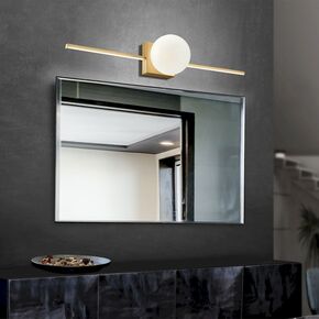 INTERIOR > MODERN MINIMAL LIGHTING > WALL SCONCES > WALL LAMP TOTAL HEIGHT 16 CM TOTAL LENGTH 60 CM BASE 10X10 CM 01296-18 METAL 1XG9 LED AND 8W LED 3000K, 640 LM BALL DIAMETER 15 CM - BATHROOM LIGHTS