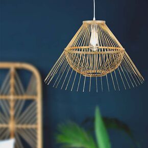 INTERIOR > MODERN MINIMAL LIGHTING > CEILING PENDANTS > PENDANT LIGHT DIAMETER 60 CM HEIGHT 27 CM 01337-04 BAMBOO E27, LED - RATTAN - BAMBOO
