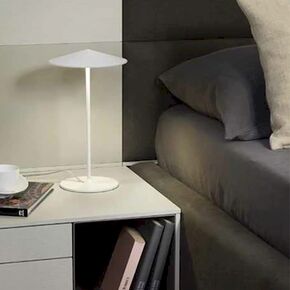 TABLE LAMP METALLIC SHADE LED 3 X 5 W TEXTURED WHITE LACQUER