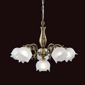 CLASSIC LIGHTING < ITALIAN POSSONI > CEILING PENDANTS > ANTIQUE BRASS FINISH CHANDELIER WITH GLASS - ΚΡΕΜΑΣΤΆ ΦΩΤΙΣΤΙΚΆ