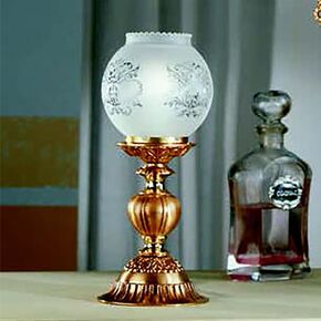 CLASSIC LAMPS < ITALIAN POSSONI > TABLE LAMPS >SATIN FRENCH GOLD FINISH TABLE LAMP WALL GLASS - ΕΠΙΤΡΑΠΈΖΙΑ ΦΩΤΙΣΤΙΚΆ