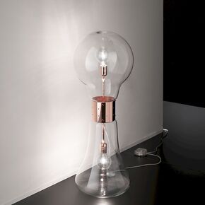 MODERN MINIMAL LAMPS < ITALIAN SELENE> FLOOR LAMPS > LAMPADA APPOGGIO MONT. CROMO VETRO INF. ORANGE - FLOOR LAMPS