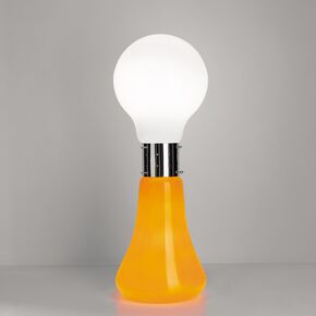 MODERN MINIMAL LAMPS < ITALIAN SELENE> FLOOR LAMPS > LAMPADA APPOGGIO MONT. CROMO VETRO INF. ORANGE - FLOOR LAMPS