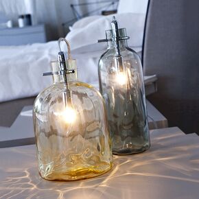MODERN MINIMAL LAMPS < ITALIAN SELENE> TABLE LAMPS > LAMPADA TAVOLO GRANDE VETRO AMBRA - TABLE LAMPS