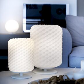 MODERN MINIMAL LAMPS < ITALIAN SELENE> TABLE LAMPS > TABLE LAMPS MADE OF BLOWN GLASS HONEYCOMB FEELING CYLINDRICAL IN THREE COLORS 1ΧΕ27 DIAMETER 15 E27 - TABLE LAMPS