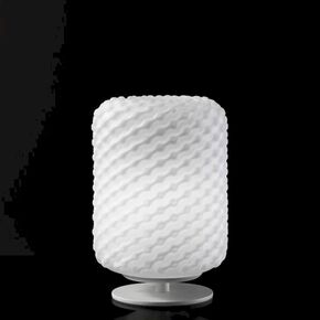 MODERN MINIMAL LAMPS < ITALIAN SELENE> TABLE LAMPS > LAMPADA TAVOLO CILINDRO MEDIO VETRO AVORIO E27 - TABLE LAMPS
