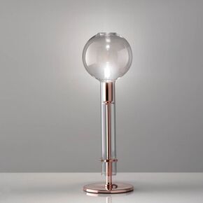 MODERN MINIMAL LAMPS < ITALIAN SELENE> TABLE LAMPS > LUMETTO VETRO FUME' /MONT. RAME - TABLE LAMPS
