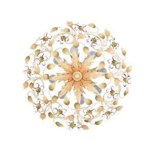 F2-1160-8 > CLOSE TO CEILING AVORIO AUTUNNO WITH MURANO GLASS FLOWERS
