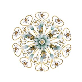 F2-1195-6 > CLOSE TO CEILING GOLD WITH PATINA AND SALVIA WITH SWAROVSKI SPECTRA