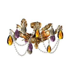 F2-3170-3 > CLOSE TO CEILING GOLD AND SILVER ANTICO WITH COLOURED BOEMIA CRYSTAL